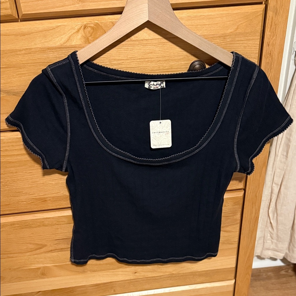 Intimately free black cropped layering tee